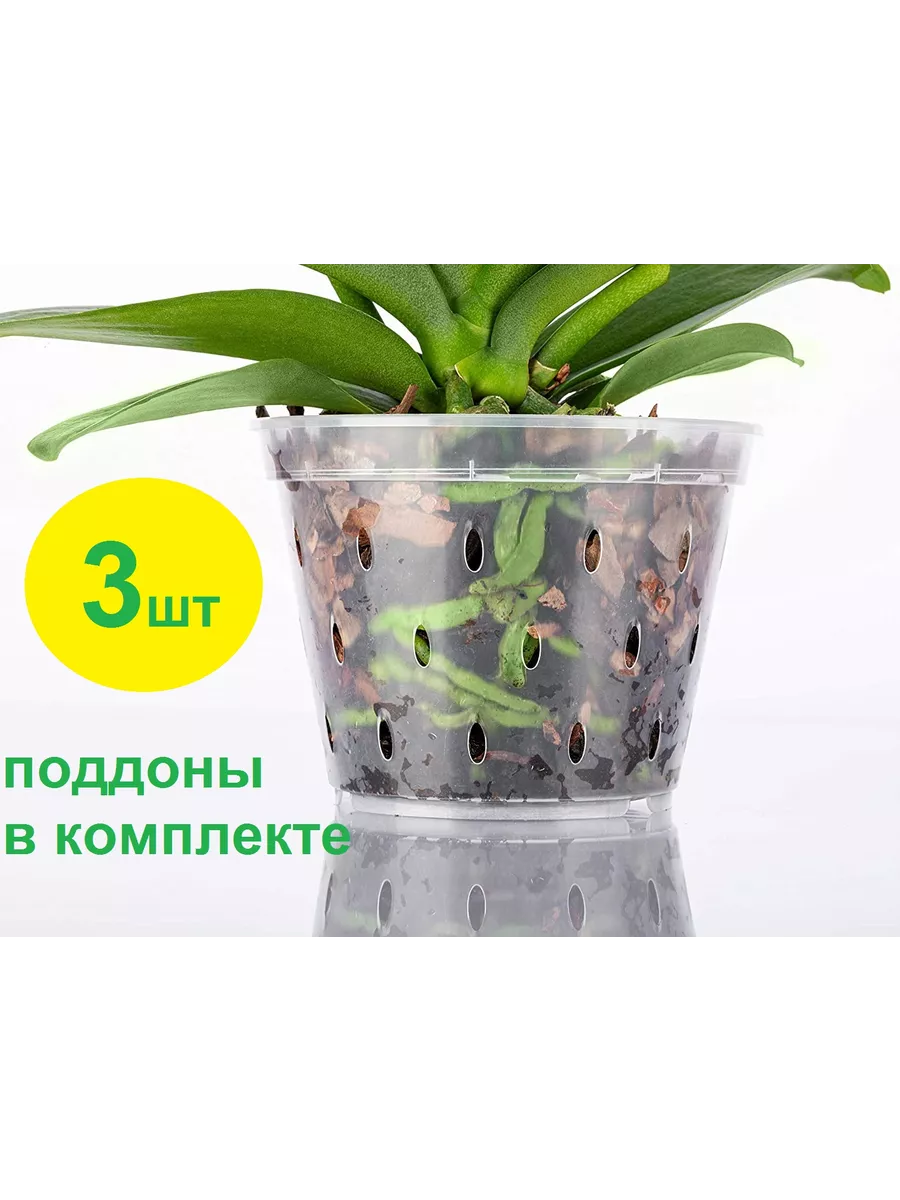 3шт. Горшок для орхидеи с поддонами 2л. KOMPLEKT PLASTIK 37882994 купить за  365 ₽ в интернет-магазине Wildberries