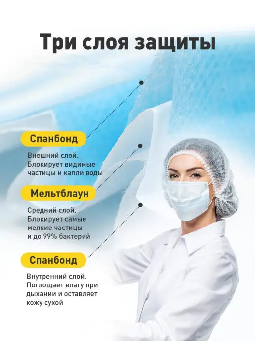 Med Plan Маски медицинские одноразовые защитные для лица - 500 шт, 500 шт, фото 3