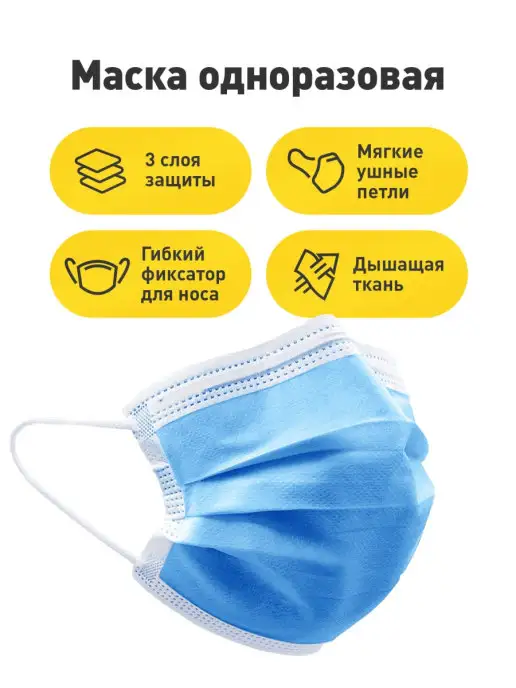 Med Plan Маски медицинские одноразовые защитные для лица - 500 шт, 500 шт, фото 4