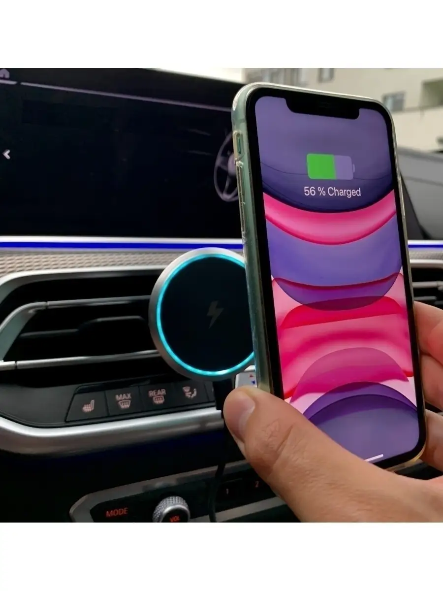 Магнитный держатель телефона в машину с беспроводной зарядкой на стекло,  торпедо, воздуховод MagSafe Заряжало 38101666 купить в интернет-магазине  Wildberries