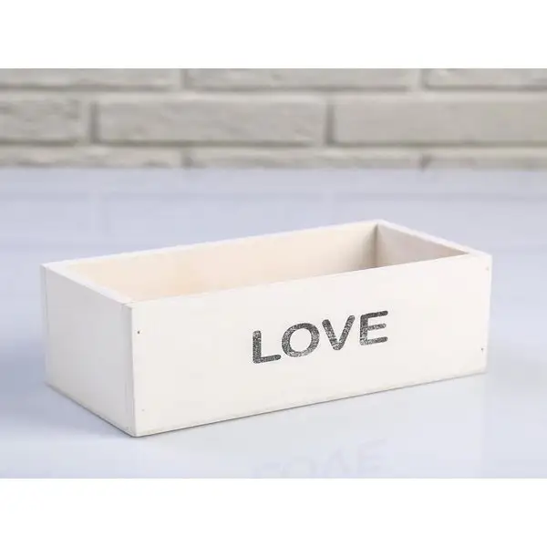 Кашпо деревянное 20×10×8 см «Элегант, LOVE», белое