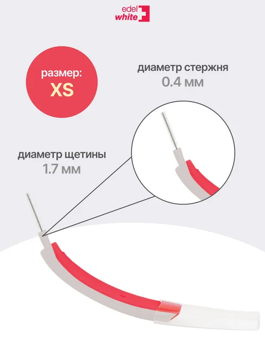 edel+white Ершики межзубные для зубов ХS 0.4 мм, 6 шт, 6 шт, фото 3