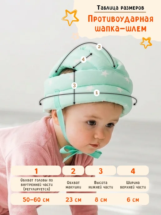 BabyBoom! Противоударный шапка - шлем №2 для детей, голубой, фото 4
