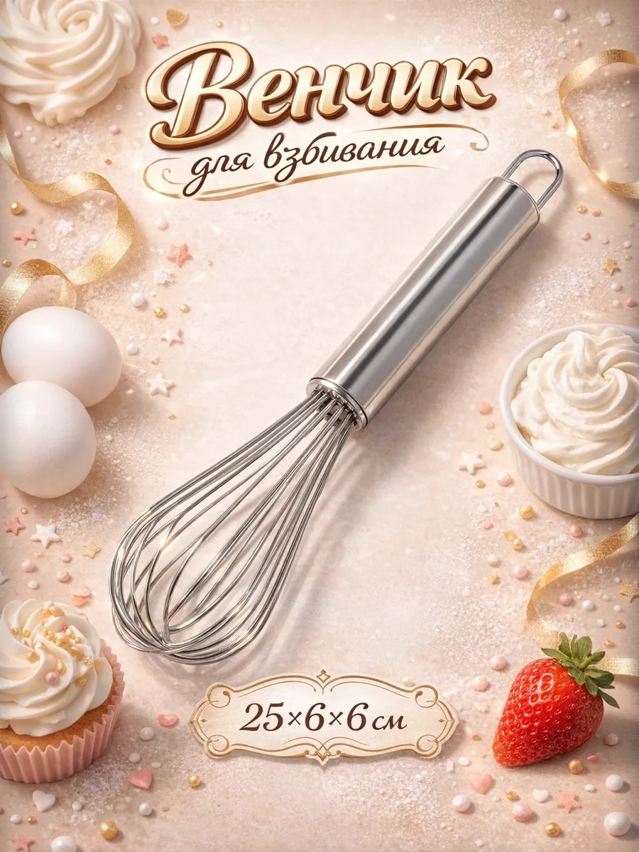 Венчик для взбивания кухонный, ручной 25 см
