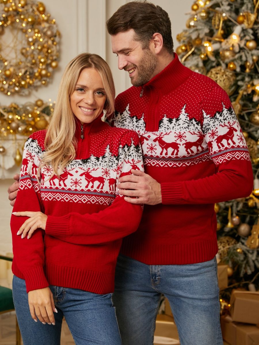 Новогодний свитер с оленями мужской