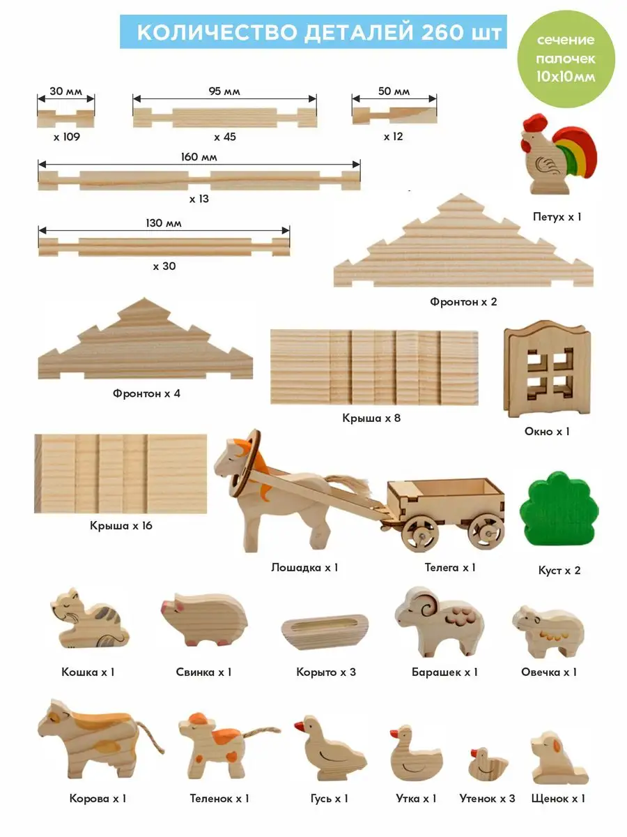 Солнечная ферма №3, конструктор-игра из дерева с фигурками Лесовичок  38482703 купить за 2 386 ₽ в интернет-магазине Wildberries
