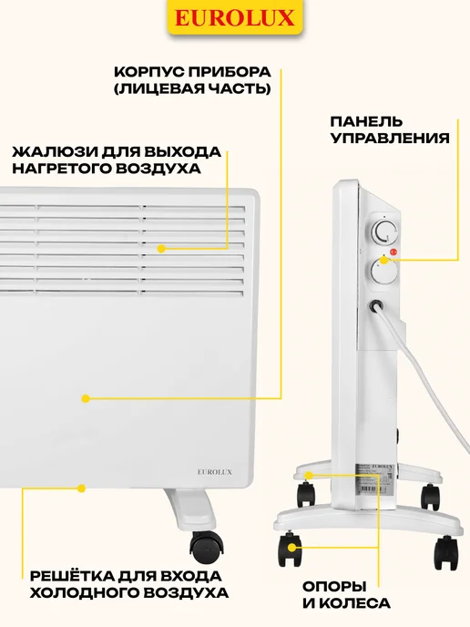 EUROLUX Конвектор электрический обогреватель ОК-EU-2500, 2 шт, фото 6