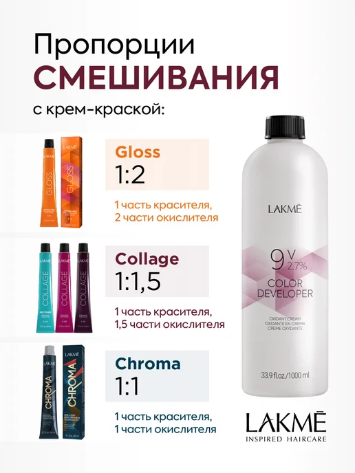 LAKME Окислитель универсальный для всех красителей 2,7% 1000 мл, 1000 мл, фото 4