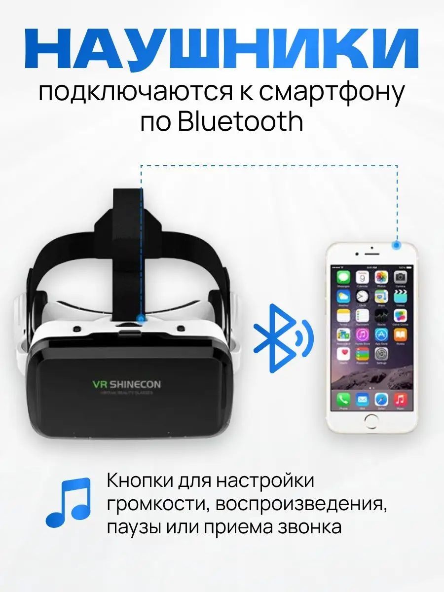 Виртуальные очки с наушниками bluetooth VR SHINECON 38568784 купить в  интернет-магазине Wildberries