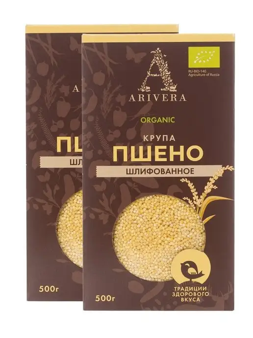 АРИВЕРА Пшено шлифованное высший сорт Органическое, 2шт по 500г, БИО, 2 шт, 500 г, фото 2
