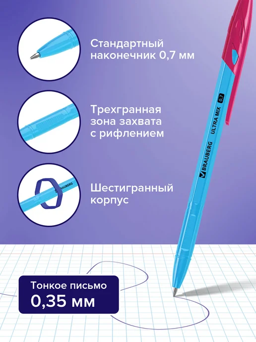 Brauberg Ручки шариковые синие набор, 50 штук, синий, фото 3