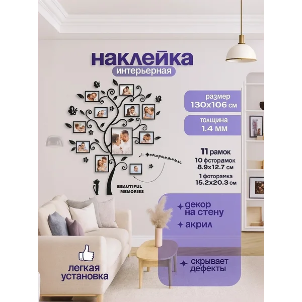 НАклейка интерьерная на стену декор комнаты