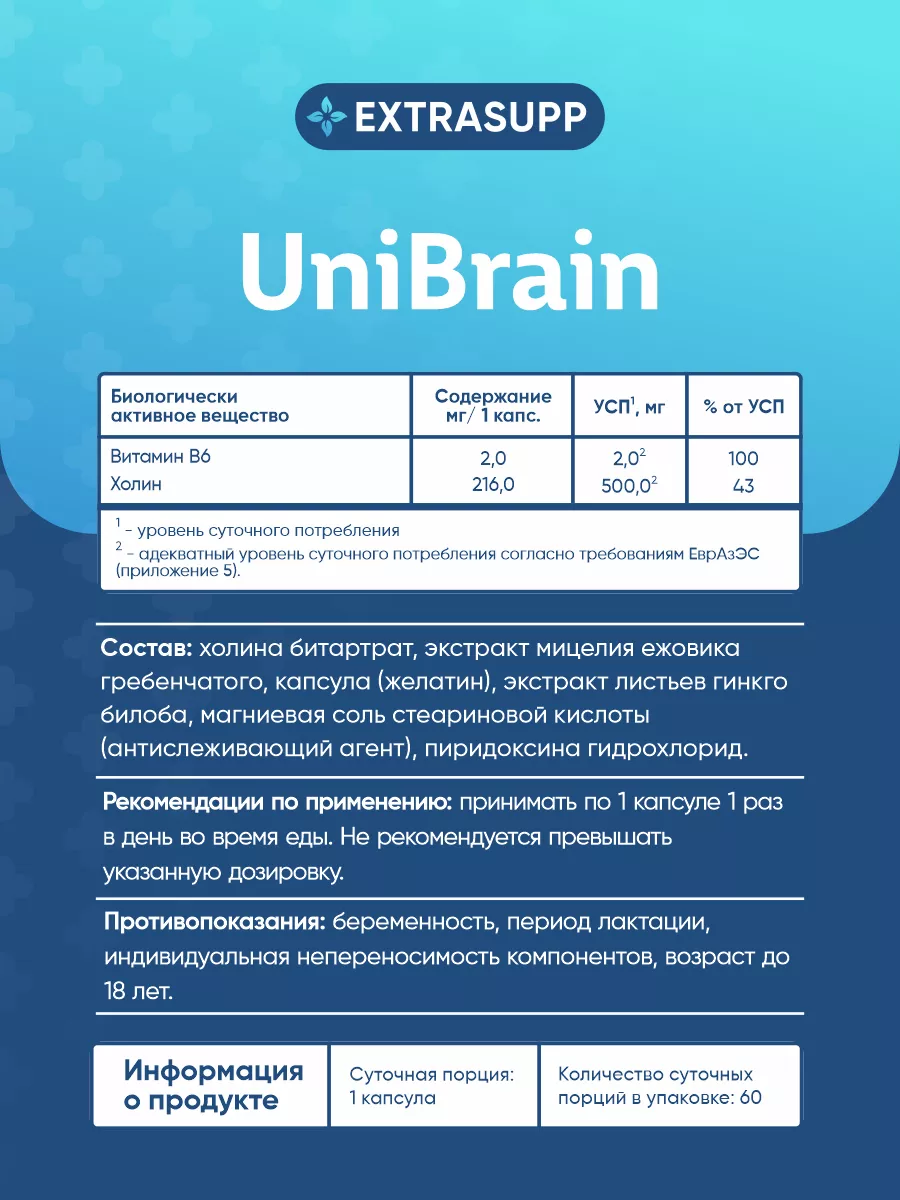 Ежовик гребенчатый, гинкго билоба, холин витамины для памяти MR.LT  NOOTROPICS 38775009 купить в интернет-магазине Wildberries