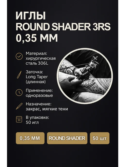 Тату иглы Иглы для тату машинки классические 3RS Round Shader 50шт, 50 шт, фото 2