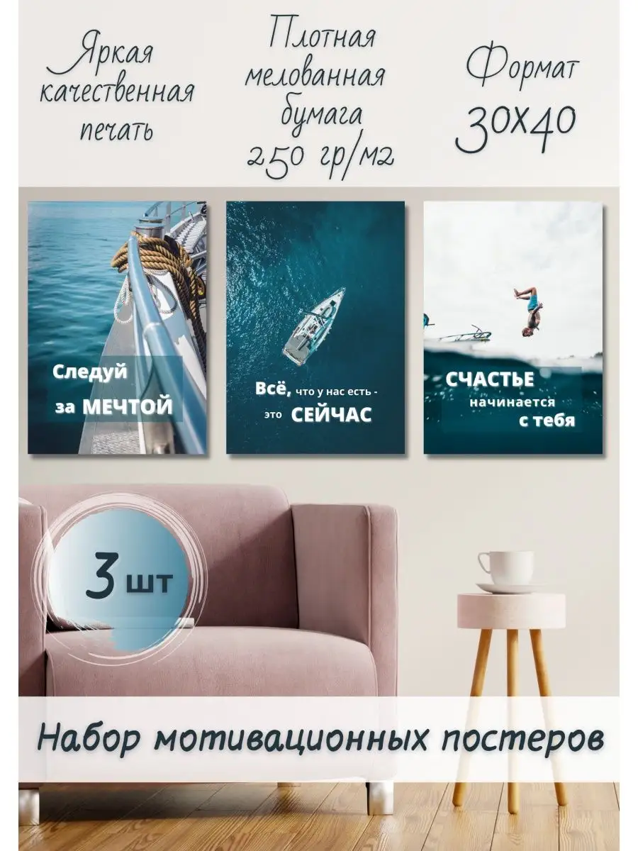 Интерьерные постеры мотивация 30х40 BE MOTIVATED 38918842 купить за 357 ₽ в  интернет-магазине Wildberries