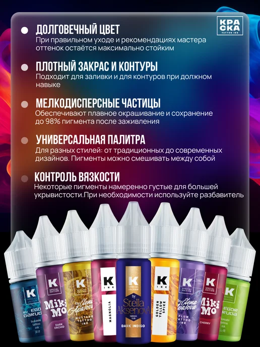 Краска tattoo ink Краска для тату 15 мл Дымок, 15 мл, фото 3