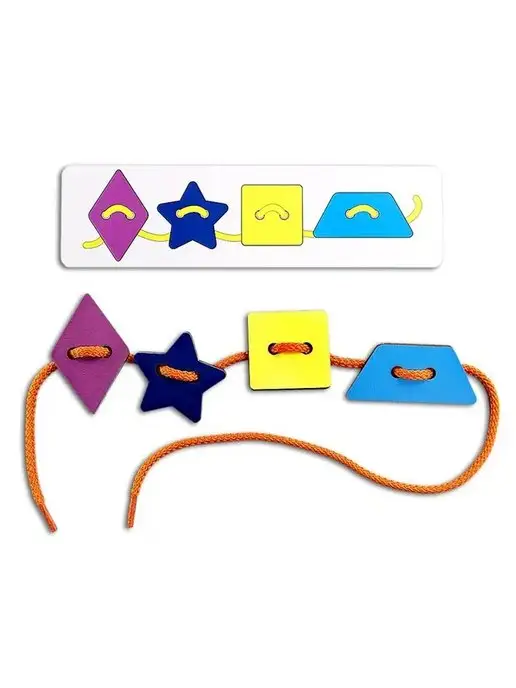 Smile-Decor Развивающая игра-шнуровка Геометрические фигуры, вкладыш, вариант, фото 3