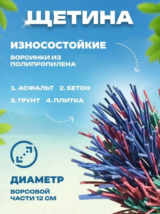 GT Метла уличная полипропиленовая с деревянным черенком 120 см, синий, фото 2