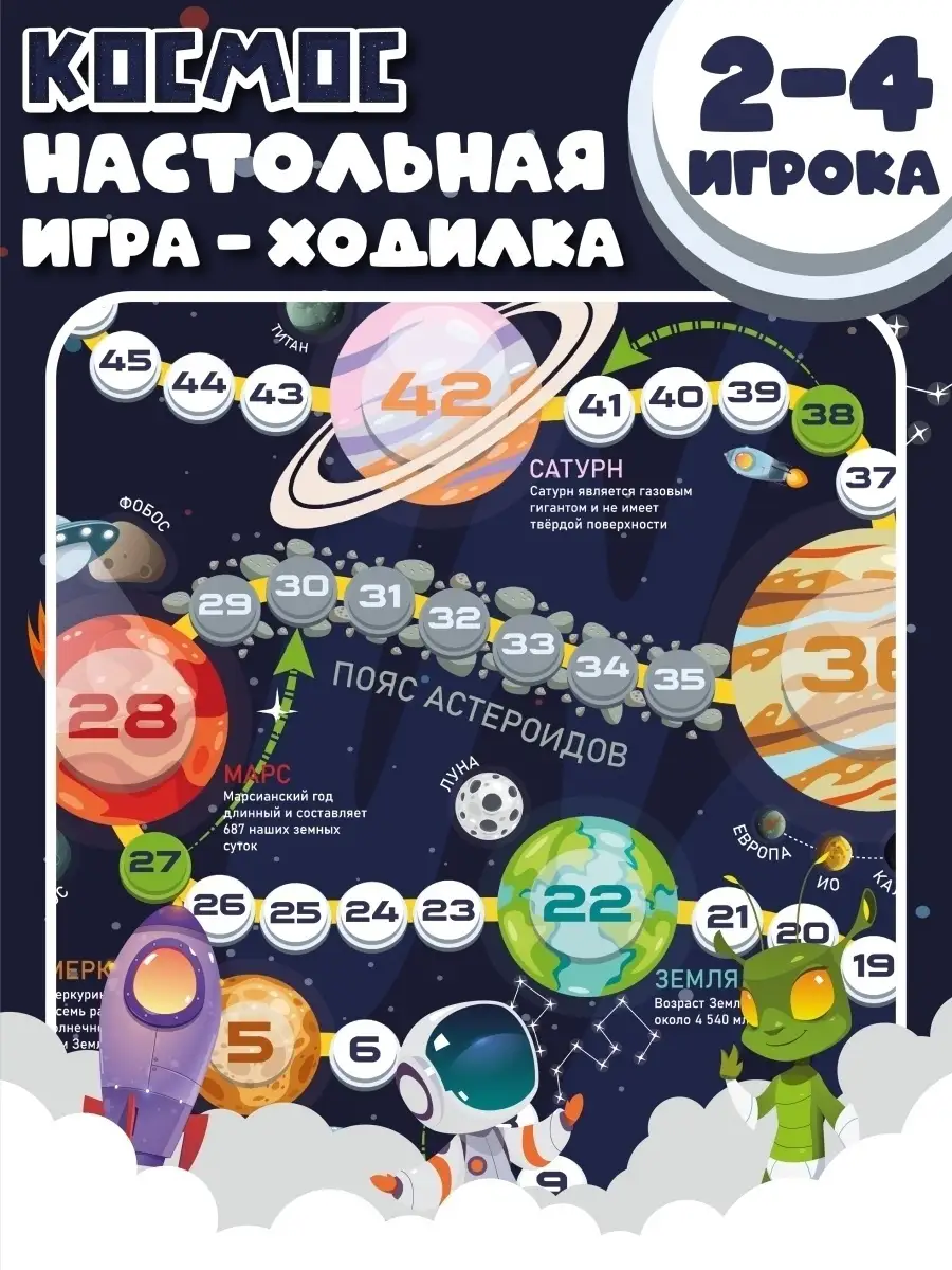 Настольная игра для детей бродилка ходилка Космос АУРАИГР 39138972 купить в  интернет-магазине Wildberries