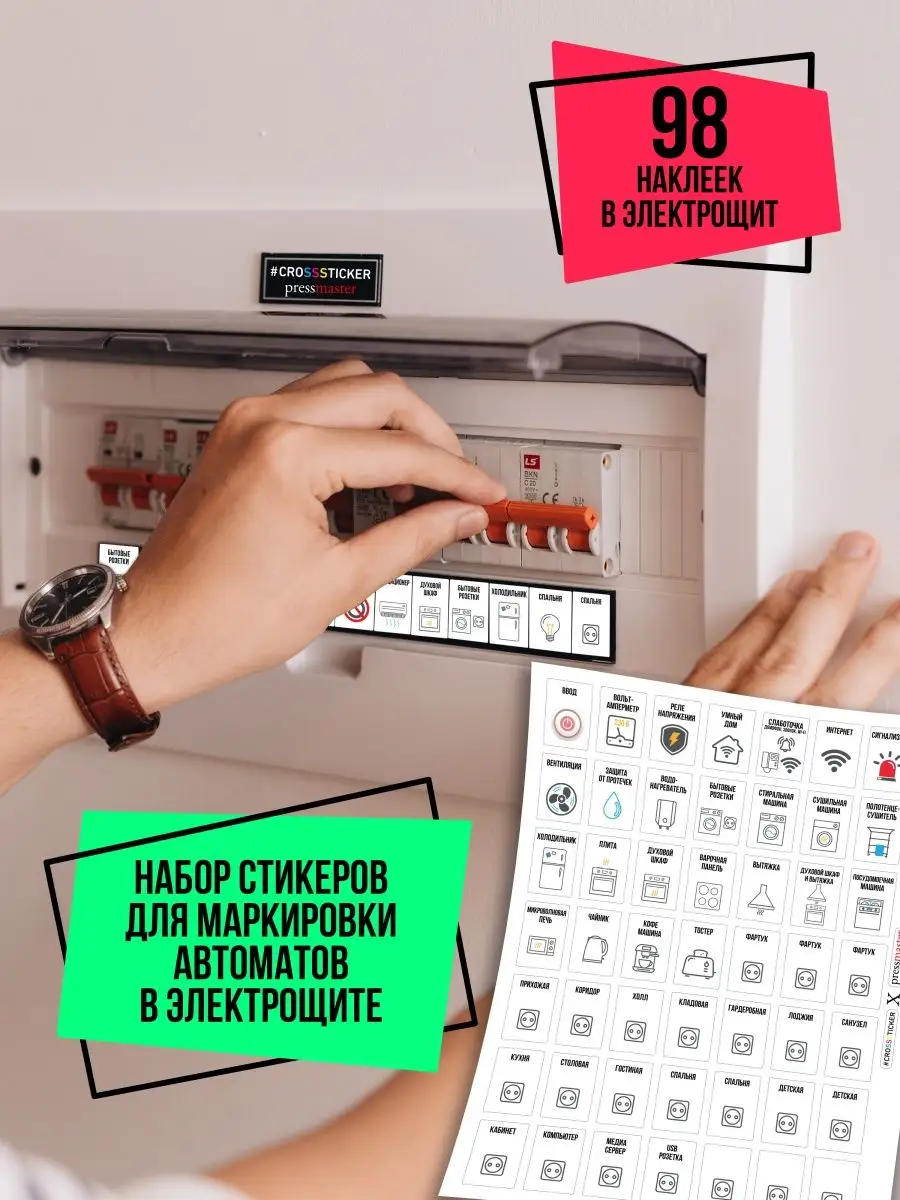 Наклейки на автоматы в электрический щит для квартиры