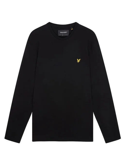 Lyle & Scott Лонгслив футболка с длинным рукавом черный хлопок плотный, черный