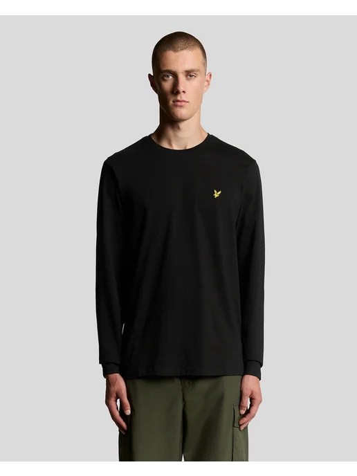Lyle & Scott Лонгслив футболка с длинным рукавом черный хлопок плотный, черный, фото 2