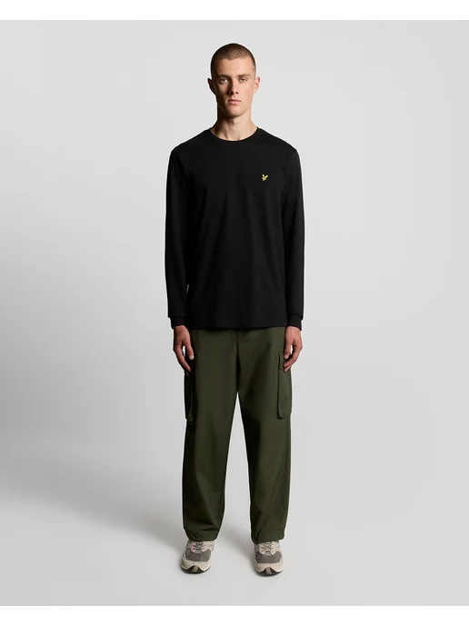 Lyle & Scott Лонгслив футболка с длинным рукавом черный хлопок плотный, черный, фото 5