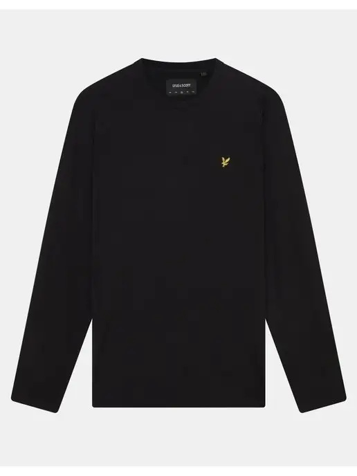 Lyle & Scott Лонгслив футболка с длинным рукавом черный хлопок плотный, черный, фото 7