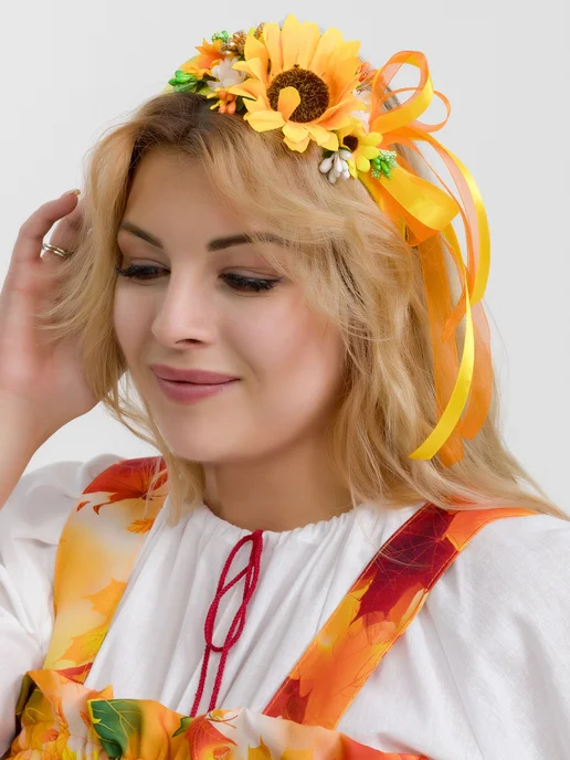 Дом Свадьбы Ободок с подсолнухами, желтый, фото 3