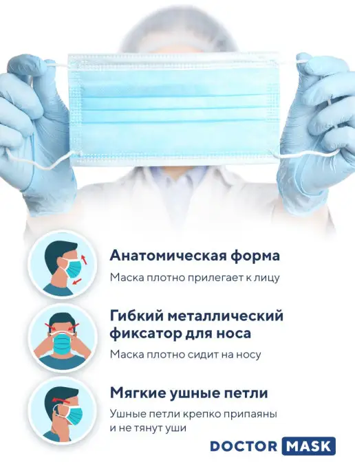 Dr. Mask Маски для лица медицинские одноразовые - 500шт, 500 шт, фото 3