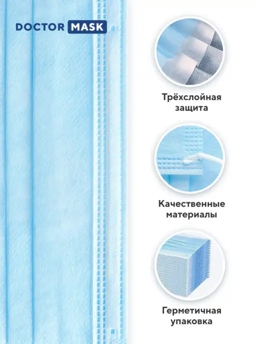 Dr. Mask Маски для лица медицинские одноразовые - 500шт, 500 шт, фото 5