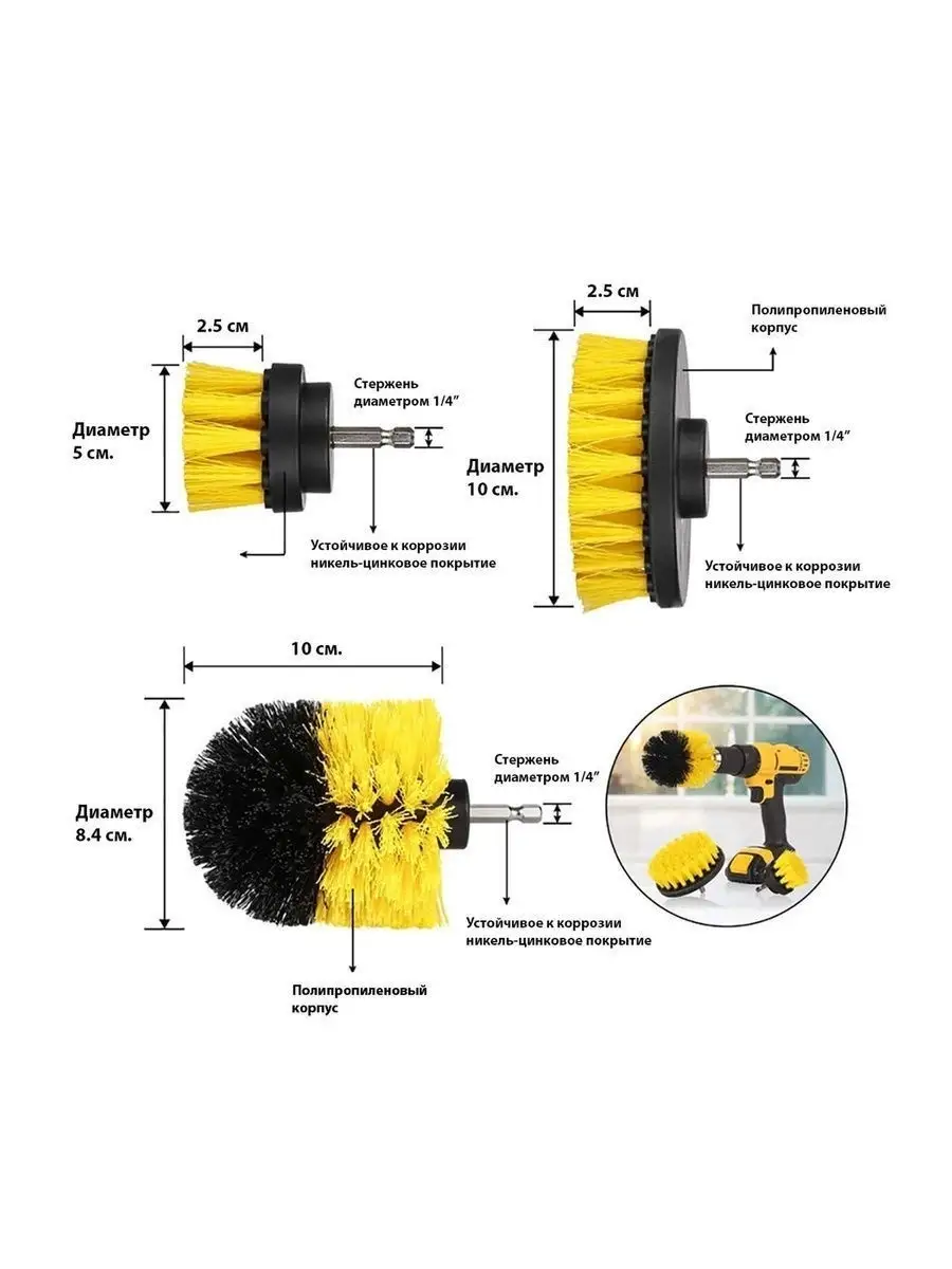 Щетки насадки на дрель, шуруповерт PVHOME 39335414 купить за 948 ₽ в  интернет-магазине Wildberries
