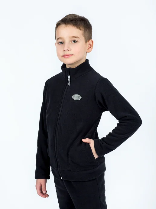 KiMMi&co Костюм спортивный флисовый теплый на молнии, черный, фото 6