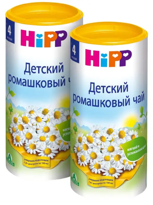 Hipp Чай гранулированный ромашковый, с 4 месяцев, 2х200 г, 2x200, 200 г
