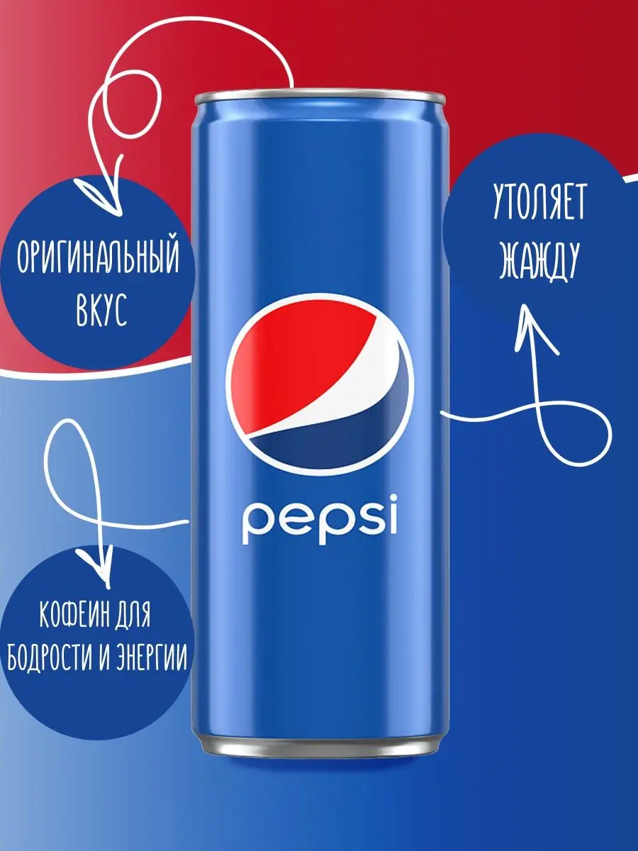 Pepsi газированный напиток пепси ж.б. 12 шт по 0,33 л Pepsi 39406216 купить  в интернет-магазине Wildberries