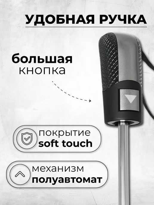 POPULAR Зонт полуавтомат антиветер складной, черный, фото 4