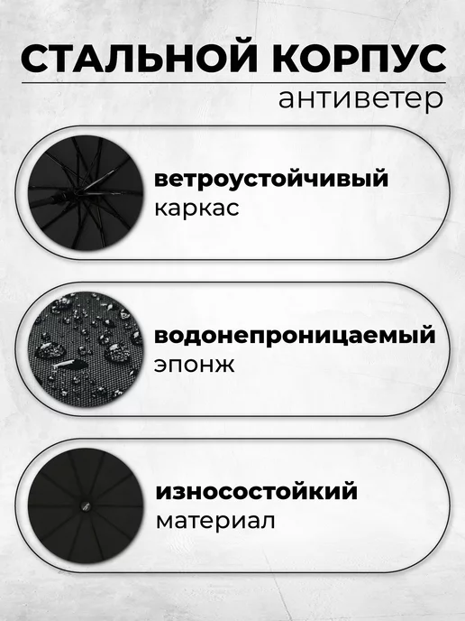 POPULAR Зонт полуавтомат антиветер складной, черный, фото 5