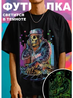 Светящаяся футболка DJ скелет и эквалайзер TopMayka 39632607 купить за 435 ₽ в интернет‑магазине Wildberries