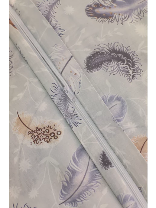 Milky Garden Пододеяльник двуспальный 175х215 на молнии сатин Перья, 175x215, фото 6