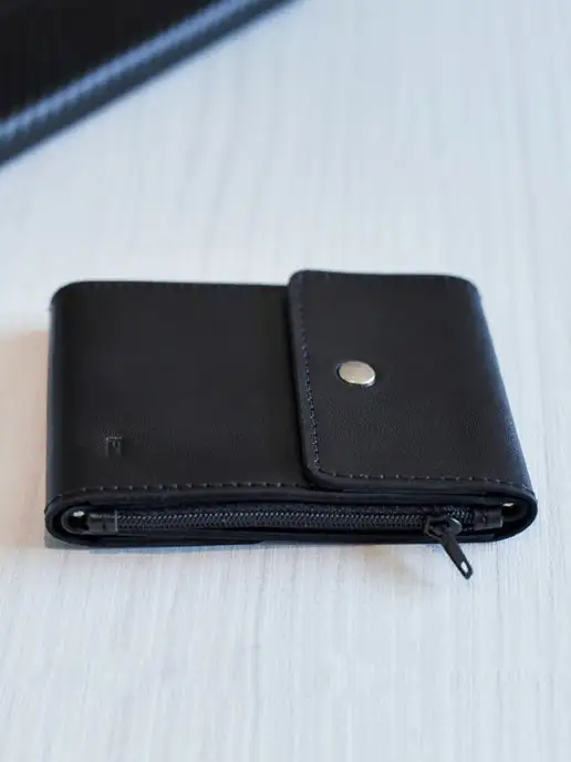 EZCASE Зажим для купюр кожаный Кошелек из натуральной кожи, черный, фото 4