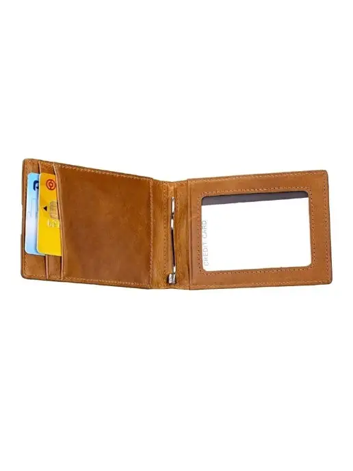 EZCASE Портмоне зажим из натуральной кожи Кошелек кожаный, коричневый, фото 6