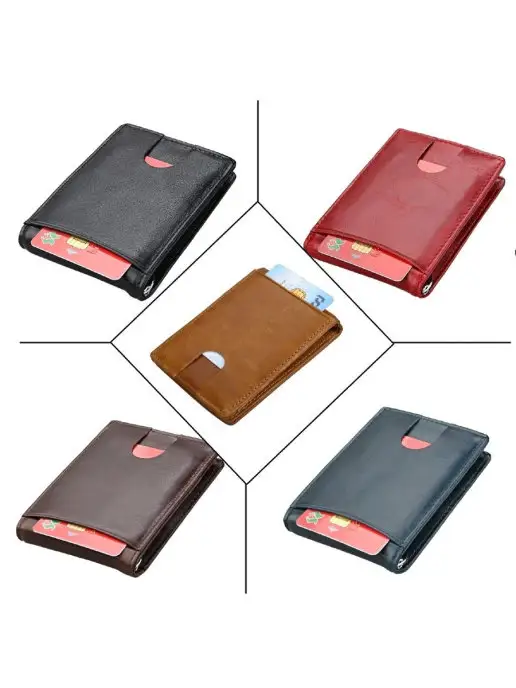 EZCASE Портмоне зажим из натуральной кожи Кошелек кожаный, коричневый, фото 7