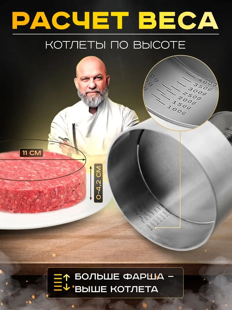 Форма для котлет с прессом металлическая Шестой вкус 39780533 купить за 1  370 ₽ в интернет-магазине Wildberries