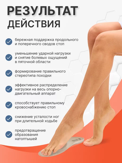 Timed Стельки ортопедические при комбинированном плоскостопии, бежевый, фото 5