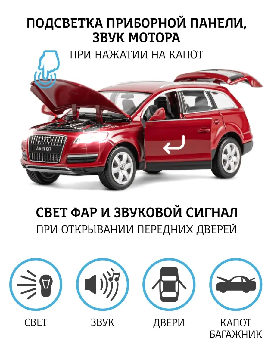 Машинка металлическая игрушка детская Audi Q7 АВТОПАНОРАМА 39829496 купить  за 1 397 ₽ в интернет-магазине Wildberries