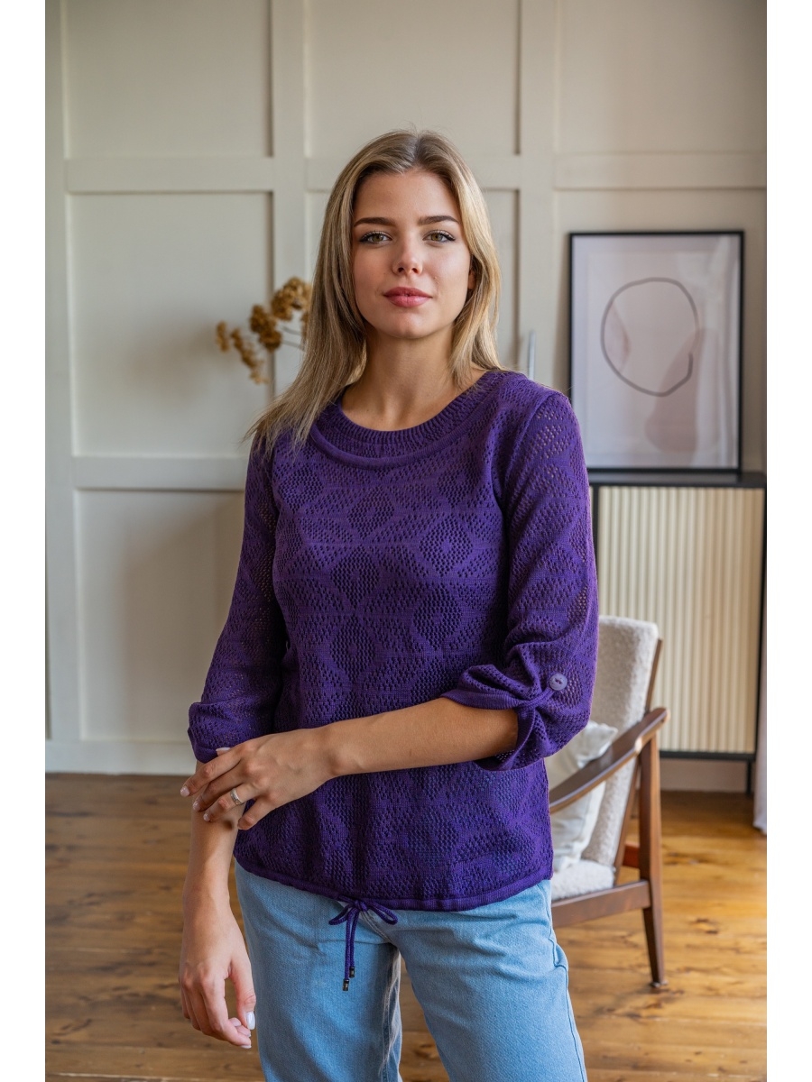 Черничный джемпер. Джемпер л010244. Anri Knitwear трикотаж. Джемпер 74-18, 46.