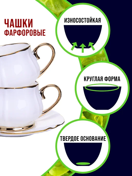 Чайный сервиз на 6 персон фарфоровый - фото 3