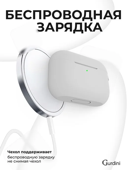 Gurdini Чехол для наушников Аirpods pro прозрачный с брелком, серый, фото 5