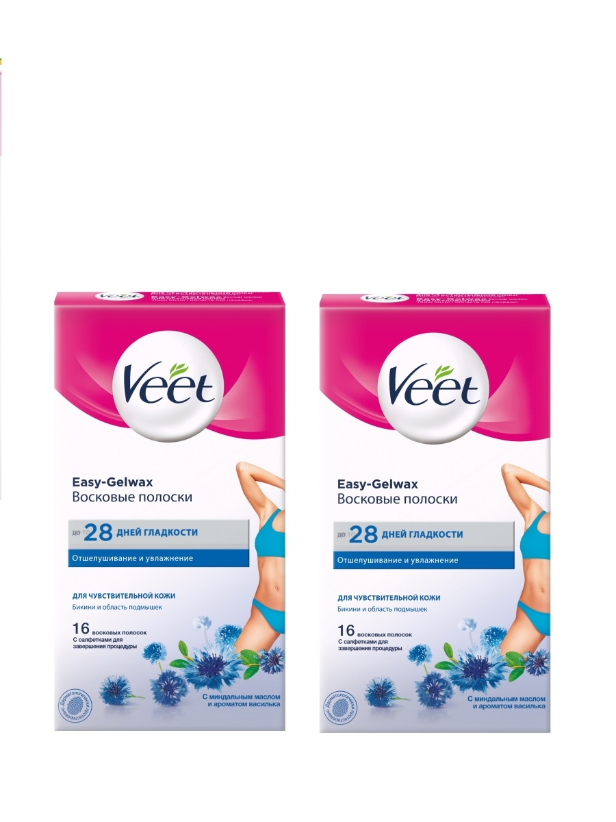 Восковые полоски для чувствительной кожи 2 уп по 16шт VEET 40028827 купить  в интернет-магазине Wildberries