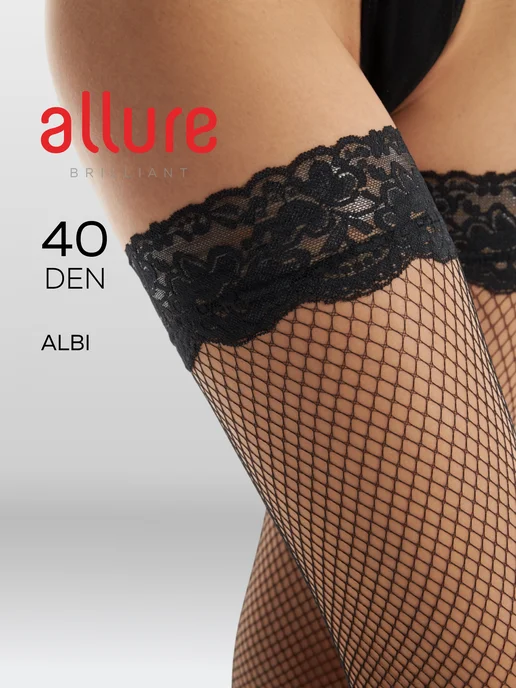 Allure Чулки кружевные в сетку с силиконовой вставкой Albi 40 Den, черный